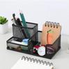 Porta-canetas Multifuncional de Quatro Compartimentos Criativo de Metal e Ferro com Três Compartimentos para Armazenamento Porta-canetas Papelaria para Estudantes Caixa de Armazenamento para Mesa de Escritório
