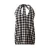 Estilo Nuevo de Verano 100% Algodón Moderno y Versátil Cuadros Clásicos Tricolor Top de Tirantes Halter con Cordones Espalda Profunda sin Espalda para Mujer 5504