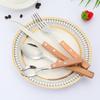 Suministro directo de fábrica, cuchillo y tenedor de acero inoxidable 410 con mango de madera de haya, cuchara de té creativa portátil para el hogar, cuchillo y tenedor para carne.