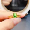 Venta al por mayor de fábrica Popular Anillo de Diopsida Natural Plata S925 Incrustado con Piedra Principal 5*7 Joyería de Lujo Venta Directa de Fábrica