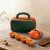Juego de Té de Viaje con Tetera Xishi, Una Tetera y Cuatro Tazas, Bolsa Portátil para Exteriores, Taza de Preparación Rápida Kiln Ding, Souvenir de Regalo de Cerámica