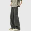 Calça Trendy Estilo Japonês Cleanfit Masculina Primavera Verão Algodão Puro Solta de Perna Larga Reta Roupa de Trabalho Versátil Casual Calça Longa