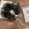 Scrunchie de Renda Preta e Branca com Tule Laço Estilo Ballet para Mulheres Prendedor de Cabelo Elástico