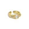 608 Anillo Abierto de Plata de Ley S925 con Diseño de Nicho de Estilo Coreano Ins Minimalista Irregular con Rostro Micro-incrustado de Zirconia Texturizado para Mujer