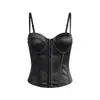 Top bustier de color liso, estilo europeo y americano, con botones al frente y estampado de espina de pez, diseñado para ceñir la cintura y crear un efecto adelgazante, con una superposición de malla transparente, una capa exterior sexy estilo camisola y un diseño para mujer