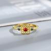 Nuevo anillo cuadrado Ruyi de esmalte con patrón artesanal, hermoso diseño en forma de trébol de cuatro hojas, temperamento exquisito de alta gama, abertura
