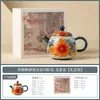 Taza de té de cerámica Ru kiln con diseño de girasol y glaseado de caramelo del fabricante, juego de té kung fu de alta gama, tetera, gaiwan, utensilios de té antiescaldantes
