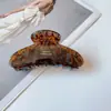 Presilha de Cabelo Oval Estilo Luxo Leve Coreano, Grampo de Cabelo de Acetato de Alta Qualidade, Presilha Grande de Tubarão, Acessório de Cabelo com Estampa de Leopardo para Mulheres