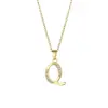 Joyería Transfronteriza Europea y Americana Letra Inglesa Cobre Colgante de Zircón Cadena de Cruz de Acero Inoxidable para Mujer Collar de Diamantes de Oro de 18K
