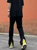 Jeans Negros de Botones con Abertura Estilo Retro High Street Americano para Hombre Diseño Moderno Pantalones Ligeramente Acampanados Ajustados Ropa para Hombre