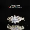 Anel Versa Jewelry Oito Corações e Oito Flechas Zircônia Imitação Moissanite Feminino Cobre Branco Banhado a Prata S925 1 quilate Quadrado Princesa Anel de Casamento