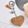 Nuevo Estilo Chanel Corazón de Melocotón Pedrería Cuero Llavero Borla Colgante Llavero Corea del Sur Franela Diamante Llavero