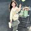 Moletom de Lã Estilo Coreano Graffiti Moda Outono 2026 para Meninas Pequenas, Blusa Fofa para Estudantes Primavera e Outono