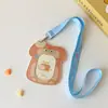 Portatarjetas con correa para el cuello de PU de dibujos animados Hisocute, protector de tarjeta de 3 pulgadas, estuche de almacenamiento para tarjeta de comida de estudiante, tarjeta de autobús