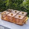 Plato de Frutas de Lujo Ligero, Bandeja para Snacks, Plato Cuadrado Dividido, Plato para Postres y Frutos Secos para Sala de Estar, Bandeja para Snacks de KTV, Plato Dividido