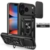 Adequado para iPhone 17Pro 17E 16Pro Capa Protetora com Janela Deslizante Apple 15 14 13 12 11 Capa com Suporte