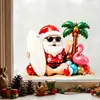Pegatina Estática Xinuo JDT-A1164-TZ Viento y Olas Tropicales Hawaianas Papá Noel para Decoración de Vidrio de Dormitorio Balcón