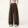 Pantalones de pierna ancha estilo traje, colección de otoño, de cintura alta, pierna recta, tela fluida, pantalones casuales para mujer, estilo japonés y europeo, efecto adelgazante