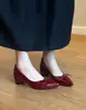 Primer Encuentro Temporada Aumentar Altura Zapatos Planos Rojos Mujer 2026 Nuevo Francés Punta Fina Lazo Charol Viaje Tacones Altos