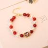Nueva Pulsera China de Ágata Roja Natural-Amor y Esperanza Temperamento Dulce Pulsera de Perlas de Agua Dulce Pulsera para Combinar con Todo