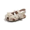 Diadema de encaje con lazo estilo hada para niñas Sandalias Verano 2026 Nuevos Zapatos de Playa Princesa para Bebé Huecos Suela Suave