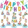 Banner de Fiesta de Cumpleaños para Cachorro Surfeador de Verano Transfronterizo, Guirnalda de Estilo Juguetón, Decoraciones Colgantes en Espiral, Adornos para Pastel y Arreglos de Mesa