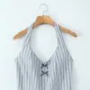 Comercio Exterior Al Por Mayor Verano 2026 Moda Estilo Europeo y Americano Vestido a Rayas con Lazo y Cuello Halter para Mujer C27709