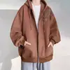 Nuevo Sudadera Cardigan Albaricoque Estilo Chino para Hombre Otoño e Invierno Marca de Moda Estilo Nacional Ligero Sudadera con Capucha Holgada Juventud Chaqueta Pesada