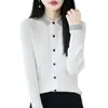 Nuevo estilo de top, adornado con pedrería, cárdigan de punto de lana de hilo fino, manga larga, con cuello de solapa, colección Otoño/Invierno 2026 para mujer, moderno, corte holgado