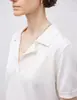 Camisa Polo Tricotada de Manga Curta para Mulheres Verão Fina Solta Casual Gola Pequena Camiseta Top