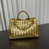 Moda Europea y Americana 2024 Nueva Bolsa Tejida Gran Capacidad Versátil Cadena Bolso Tote de Piel de Vacuno Bolso de Hombro Casual de Mano