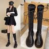 Botas de montar estilo británico para mujer 2024 nuevo estilo pero botas largas hasta la rodilla adelgazantes de caña alta suela gruesa botas marrones botas elásticas