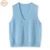 Chaleco de Punto de Lana Cepillada con Cuello en V de una Sola Línea para Mujer, Estilo Nuevo de Primavera y Otoño, Chaleco sin Mangas de Color Puro para Vestir por Capas