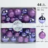 Bola de Natal Spot Transfronteiriça 3/4/5cm Caixa Colorida Quadrada Enfeite para Árvore de Natal Bola Brilhante com Glitter 44 Peças Caixa de Presente