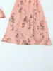 Comércio Exterior Europeu e Americano Transfronteiriço Outono e Inverno 2025 Nova Moda Feminina Elegante Cinto na Cintura Estiloso Vestido Estampado de Manga Curta com Decote em V