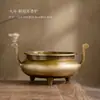 Incensário de Cobre Puro para Uso Doméstico, Base Suporte para Incenso para Oferecer Incenso, Suporte para Incenso para Oferecer Incenso a Buda, Incensário de Três Pés, Incensário Xuande Totalmente de Cobre