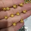 Colgante Natural de Jadeíta Grado A con Forma de Calabaza con Plata S925, Collar de Cadena para Clavícula con Cabujón Verde Brillante Fluorescente de Hielo Alto