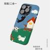 Funda de Teléfono de Dibujos Animados Estilo Vaquero con Bloques de Color de Comercio Exterior para Apple 16 Pro, Adecuada para el Nuevo Modelo 17E, Funda con Película Magnética Dos en Uno