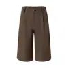 Shorts Casuais Masculinos Vibe Trendy, Cor Sólida, Caimento Solto, com Design de Bolso Único, Shorts de Alfaiataria Retos e Soltos