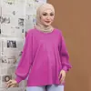 Tela plisada transfronteriza Nuevo artículo Camisa chaqueta holgada de color liso manga larga para mujer Camisa holgada para mujer Top para mujer TIKTOK