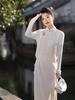 Nuevo Chal 2024 Primavera y Verano Encaje Compuesto Cheongsam Largo Nuevo Estilo Chino Vestido Largo de Manga Larga para Niña Alta Calidad