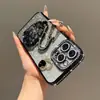 Adecuado para funda de teléfono con diamantes de imitación y purpurina galvanizada para iPhone 16E, soporte de flujo de cisne para Apple 17Pro, pulsera de cristal para 15
