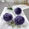 Simulación de una sola rama con 3 cabezas de peonía, selección de flores, núcleo de peonía, flor de peonía, decoración de boda, guía de camino, arreglo floral, decoración, flor de seda