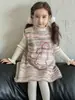 Suéter Infantil Outono e Inverno Novo Estilo Cor Sólida Versátil Camiseta Básica Meninas Quente Franzido Malha Macia Top Tendência