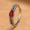Anillo de calabaza de trigo de estilo étnico vintage para mujer, exquisito anillo de pegamento antiguo, elegante y a la moda, combina con todo.
