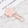 Marcadores de Metal y Clips de Papel Estilo Coreano Clips Lindos con Decoración de Flor de Cerezo, Diseño Femenino, Creativo para Estudiantes