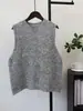 Nuevo chaleco de punto sin mangas floral suave para otoño e invierno, cuello redondo, corte holgado, diseño estilo coreano, chaleco de punto para mujer