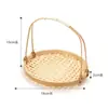 Caqui de Otoño Mochi de Nieve Mini Cesta Vaporera Decoración de Pastel Cesta Vaporera Tejida de Bambú Caja Pequeña para Pastel de Caqui Cesta de Mano