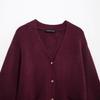 Comércio Exterior Transfronteiriço da Amazon Europa e Estados Unidos Roupas Femininas Primavera 2025 Novo Casaco Cardigan de Tricô Plano Cor Vinho Tinto Temperamento