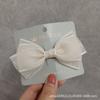 Pinza para el cabello coreana dulce para niña adulta, parte posterior de la cabeza, lazo de hilo de seda con puntos blanco cremoso, pinza de resorte, clip para coleta